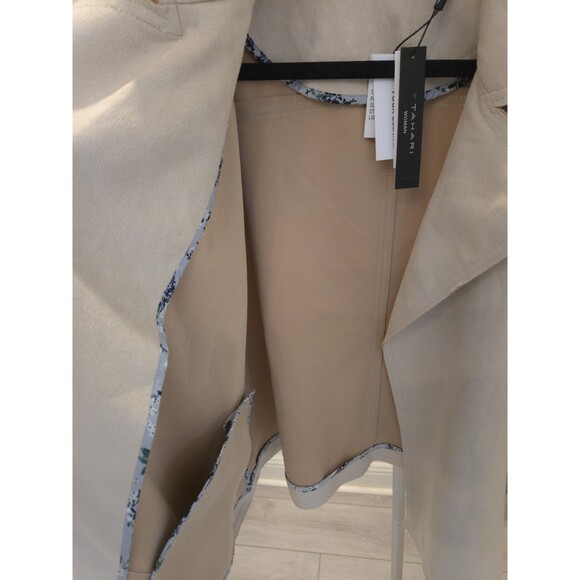 T Tahari Womens S Jacket Faux Suede Draped Lapel Beige Urban Chic NWT $118 - Picture 6 of 10
